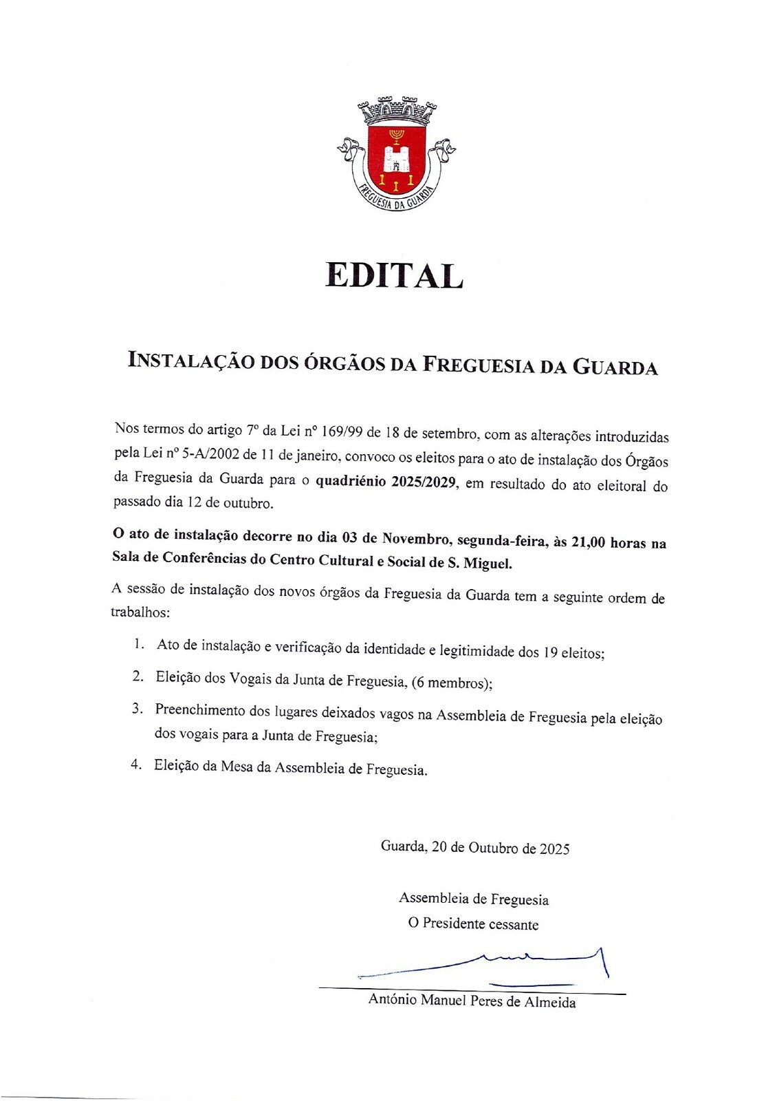 Instalação dos Órgãos Autárquicos 