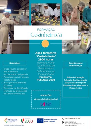 Ação formativa "Cozinheiro/a" na ADMEstrela 