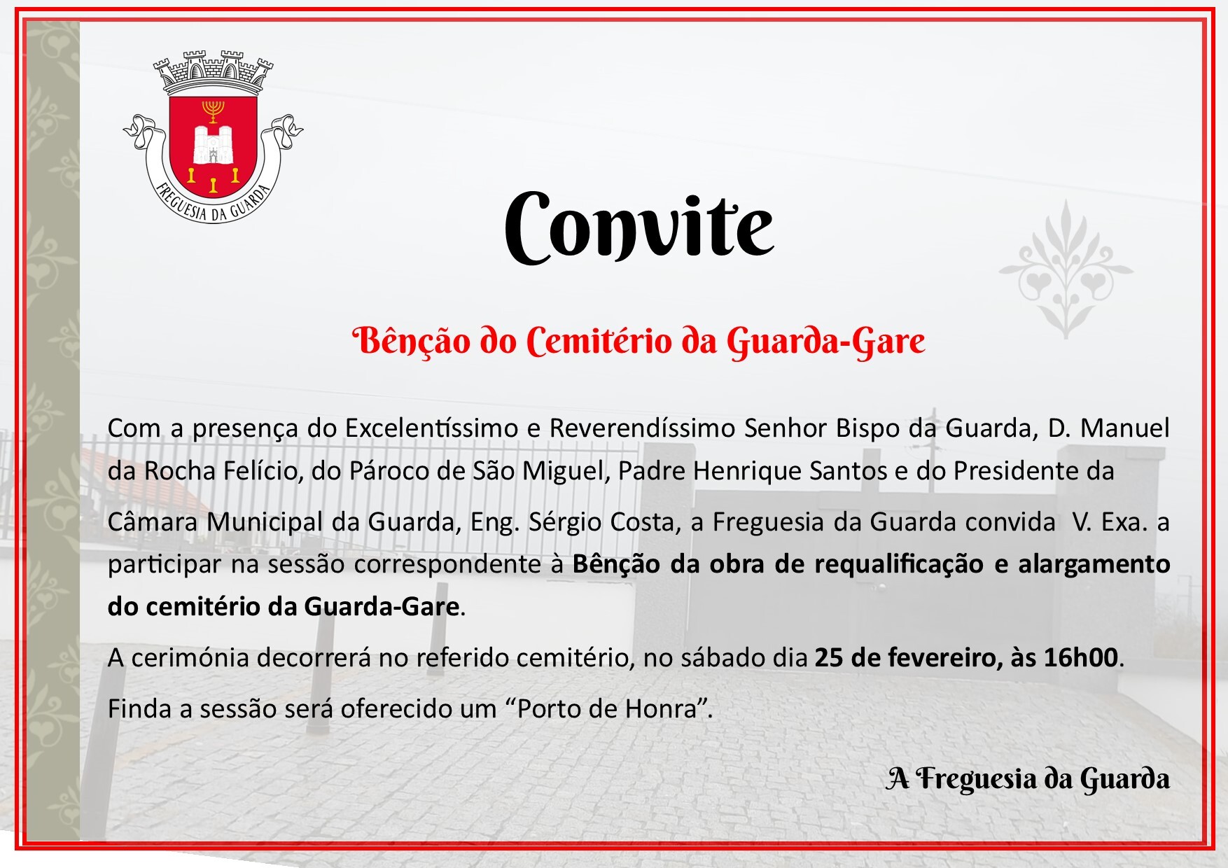 Convite Ben&ccedil;&atilde;o Cemit&eacute;rio Guarda-Gare